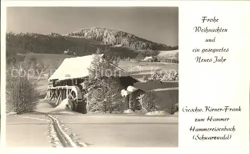 Hammereisenbach-Bregenbach Gasthaus zum Hammer Neujahrskarte Winter / Voehrenbach /Schwarzwald-Baar-Kreis LKR