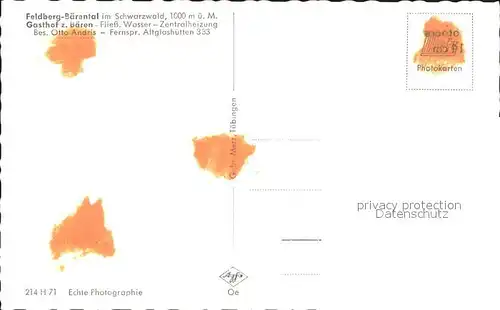 Baerental Feldberg Gasthaus zum Baeren Kat. Feldberg (Schwarzwald)