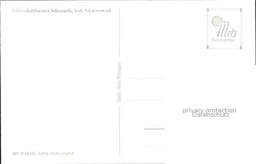 Schonach Schwarzwald  Kat. Schonach im Schwarzwald
