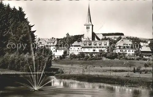 Schonach Schwarzwald Teich mit Kirchenpartie Kat. Schonach im Schwarzwald