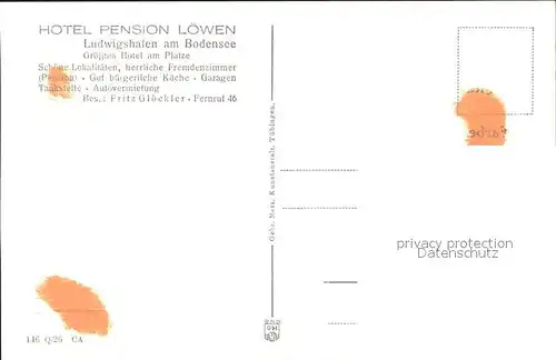 Ludwigshafen Bodensee Hotel Pension Loewen Kat. Bodman Ludwigshafen