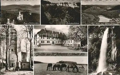 St Johann Wuerttemberg Gestuetsgasthof Hohe Warte Burg Lichtenstein Uracher Wasserfall Kat. St. Johann