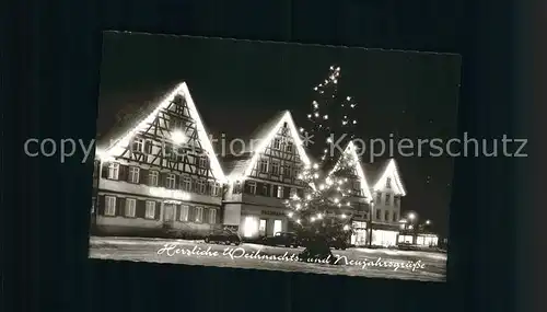 Ebingen Weihnachtskarte Untere Vorstadt mit Tannenbaum Kat. Albstadt