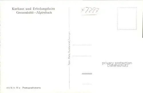Grezenbuehl Alpirsbach Kurhaus und Erholungsheim Kat. Alpirsbach