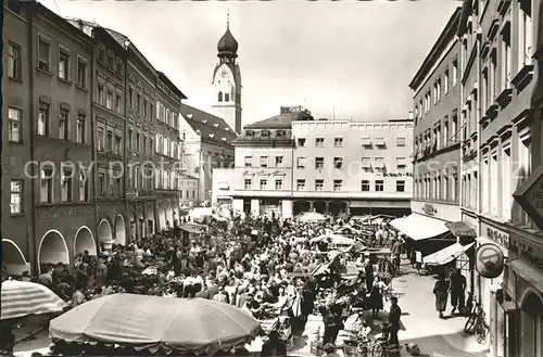 Rosenheim Bayern Ludwigsplatz mit Markt Kat. Rosenheim