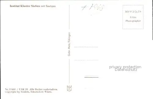Saulgau Institut Kloster Siessen Fliegeraufnahme Kat. Bad Saulgau