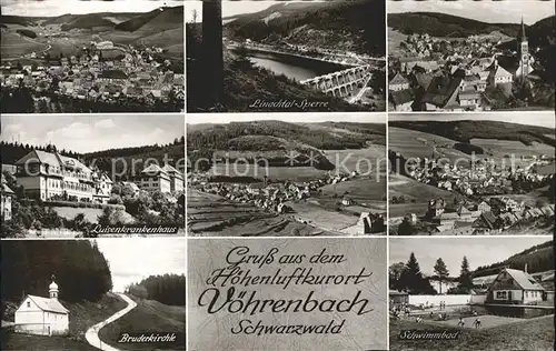 Voehrenbach Ansichten Bruderkirchle Lusienkrankenhaus Talsperre Kat. Voehrenbach