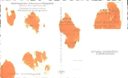 Koenigsfeld Schwarzwald Chrisoph Blumhardt Haus Altenheim der Bruefergemeine Kat. Koenigsfeld im Schwarzwald