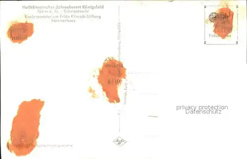 Koenigsfeld Schwarzwald Kindersanatorium Frida Klimsch Stiftung Sommerhaus Kat. Koenigsfeld im Schwarzwald