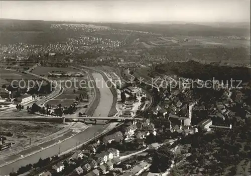 Wernau Neckar Fliegeraufnahme mit Neckar Bruecke Kat. Wernau (Neckar)