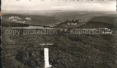 St Johann Wuerttemberg Aussichtsturm Hohe Warte Schwaebische Alb Fliegeraufnahme Kat. St. Johann