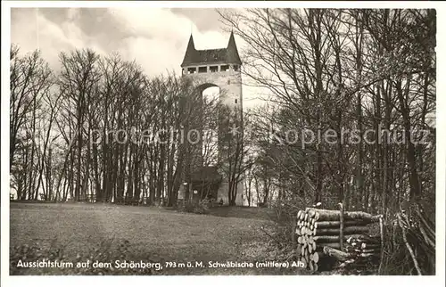 Pfullingen Aussichtsturm auf dem Schoenberg Schwaebische Alb Kat. Pfullingen