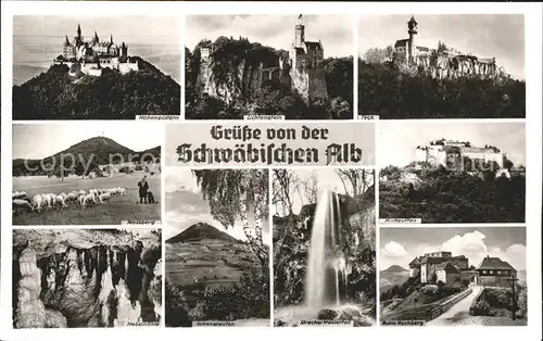 Bad Urach Burg Hohenzollern Schloss Lichtenstein Teck Rossberg Schafherde Nebelhoehle Wasserfall Hohen Neuffen Hohenstaufen Ruine Rechberg Schwaebische Alb Kat. Bad Urach