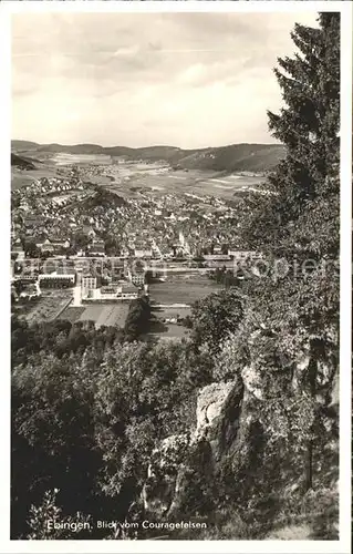 Ebingen Panorama Blick vom Couragefelsen Schwaebische Alb Kat. Albstadt