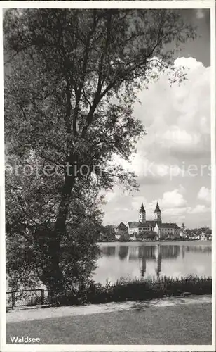 Bad Waldsee Uferweg am Stadtsee Stiftskirche Kat. Bad Waldsee