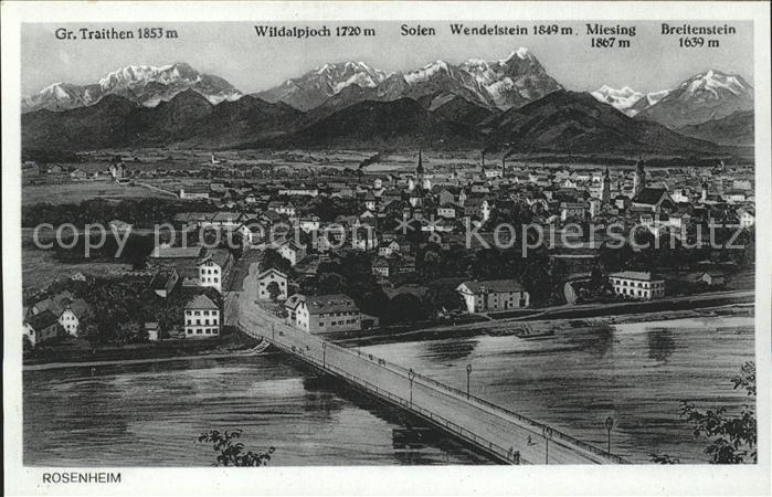 Rosenheim Bayern Gesamtansicht Mit Alpenpanorama Inn Bruecke Kat Rosenheim Nr Dk04883 Oldthing Ansichtskarten Bayern