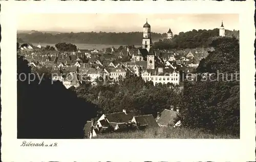 Biberach Riss Ortsansicht mit Kirche Turm Buetten Kat. Biberach an der Riss