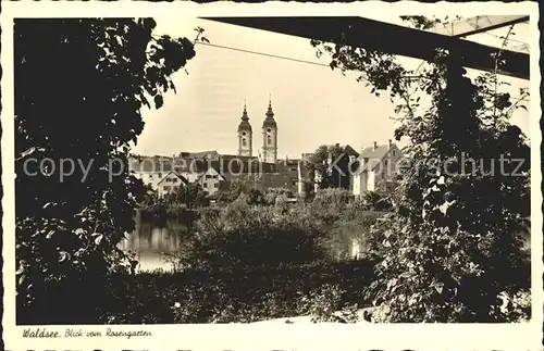 Bad Waldsee Blick vom Rosengarten Stiftskirche Kat. Bad Waldsee