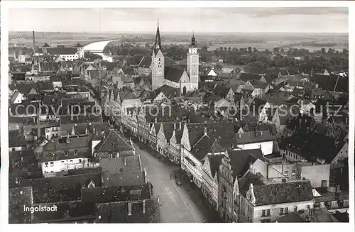 Ingolstadt Donau Blick ueber die Stadt Kirche Kat. Ingolstadt