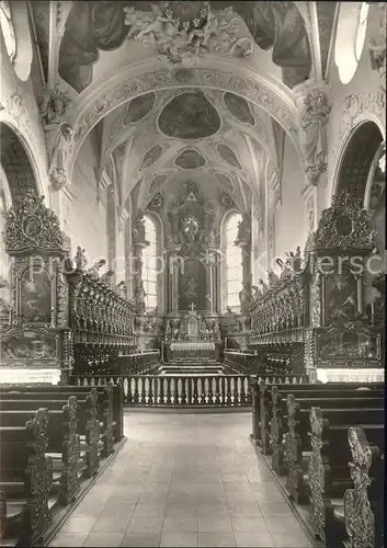 Bad Schussenried Praemonstratenserkloster Stadtpfarrkirche Chorgestuehl Altar Fresken Oberschwaebisches Barock Kat. Bad Schussenried