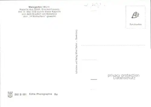 Weingarten Wuerttemberg Kapelle Staedtisches Krankenhaus Heiligenfiguren / Weingarten /Ravensburg LKR