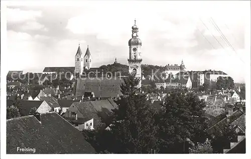 Freising Oberbayern Blick ueber die Altstadt Kirche Schloss Kat. Freising