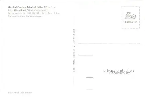Voehrenbach Panorama Gasthof Pension Friedrichshoehe Kat. Voehrenbach
