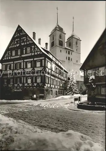 Wiesensteig Marktplatz mit Spital und Kirche Fachwerkhaus Luftkurort Schwaebische Alb Kat. Wiesensteig