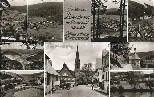 Baiersbronn Schwarzwald Teilansichten Luftkurort und Wintersportplatz Kirche Kapelle Bromsilber Kat. Baiersbronn