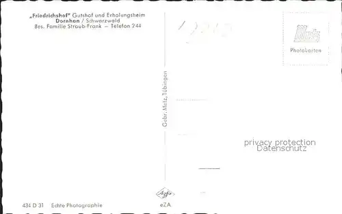 Dornhan Friedrichshof Gutshof und Erholungsheim Luftkurort Schwarzwald Kat. Dornhan