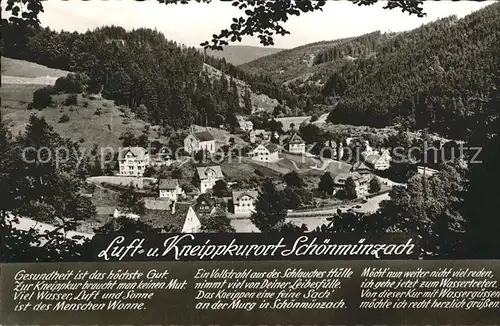 Schoenmuenzach Panorama Kneipp und Luftkurort Murgtal Schwarzwald Gedicht Kat. Baiersbronn