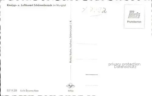 Schoenmuenzach Panorama Kneipp und Luftkurort Murgtal Schwarzwald Gedicht Kat. Baiersbronn