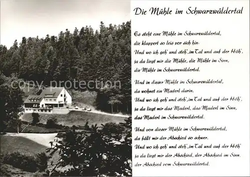 Kapfenhardt Waldgasthof Hotel Kapfenhardter Muehle Gedicht Die Muehle im Schwarzwaeldertal Bromsilber Kat. Unterreichenbach