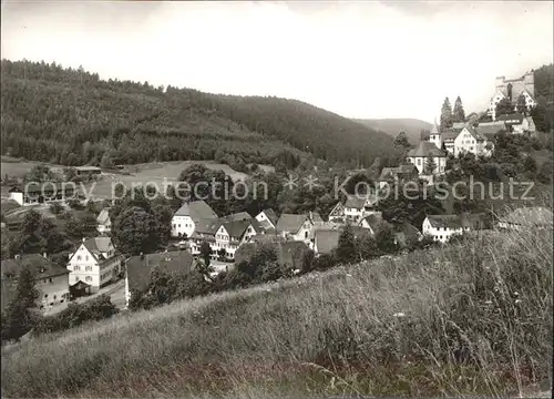 Berneck Altensteig Blick zur Burg Gasthaus Pension zum Roessle Luftkurort Schwarzwald Kat. Altensteig