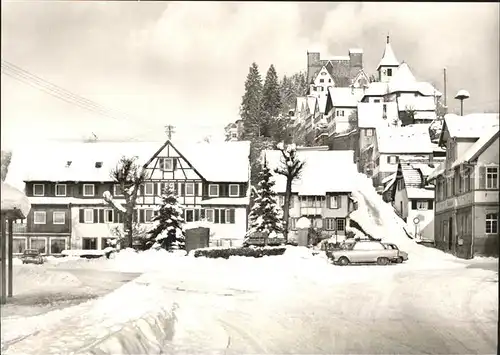 Berneck Altensteig Gasthaus Pension zum Roessle Burg im Winter Luftkurort Schwarzwald Kat. Altensteig