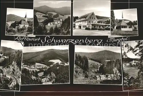 Schoenmuenzach Kirche Gasthof Pension Loewen Panorama Luftkurort Murgtal Schwarzwald Bromsilber Kat. Baiersbronn