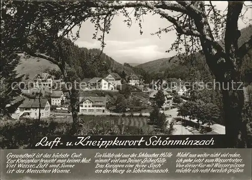 Schoenmuenzach Kneipp und Luftkurort Murgtal Schwarzwald Gedicht Kat. Baiersbronn