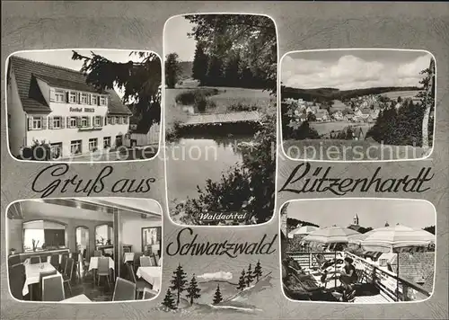 Luetzenhardt Hotel Pension Hirsch Terrasse Hoehenluftkurort Schwarzwald Waldachtal Bromsilber Kat. Waldachtal