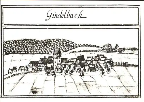 Gindelbach Abbildung aus Kieserschen Forstlagerbuch um 1680 Zeichnung Kat. Aurach