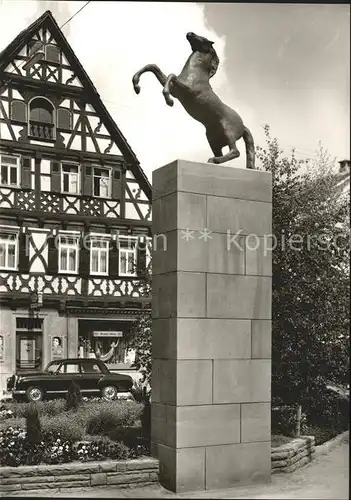 Kirchheim Teck Fachwerk Statue Pferd Auto Kat. Kirchheim unter Teck