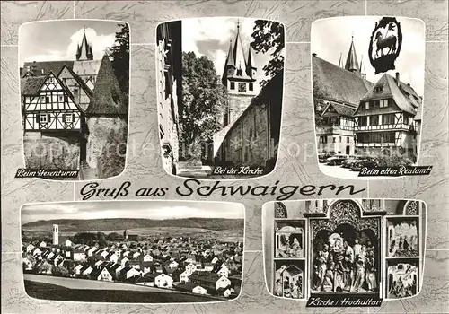Schwaigern Kirche Rentamt Hochaltar Ortsansicht Hexenturm Kat. Schwaigern