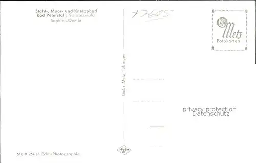 Bad Peterstal-Griesbach Stahl- Moor- Kneippbad Sophien-Quelle / Bad Peterstal-Griesbach /Ortenaukreis LKR