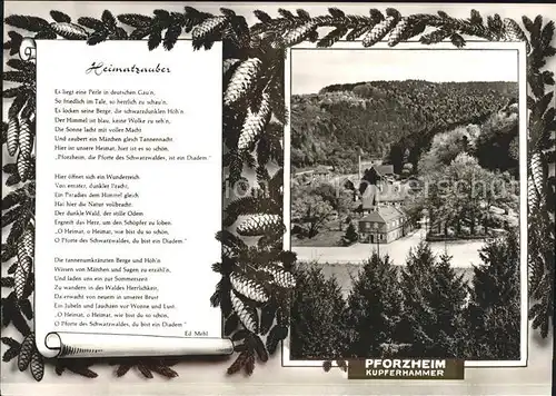 Pforzheim Kupferhammer Tannenzapfen Gedicht Kat. Pforzheim