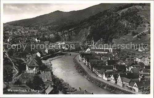 Weisenbach Murgtal Ortsansicht Bruecke Kirche Kat. Weisenbach