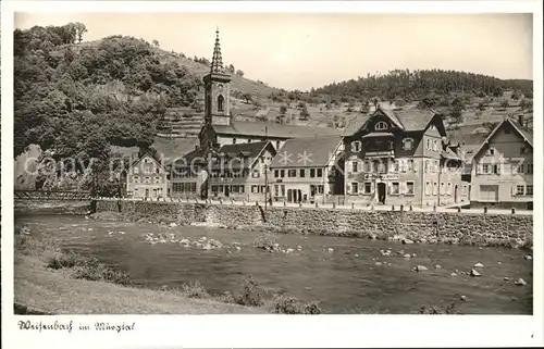 Weisenbach Murgtal Gasthof Baeckerei z. Hirsch Kirche  Kat. Weisenbach