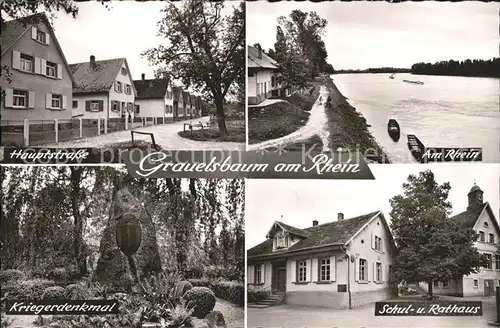 Grauelsbaum Rhein Schul  Rathaus Kriegerdenkmal Hauptstrasse Kat. Lichtenau