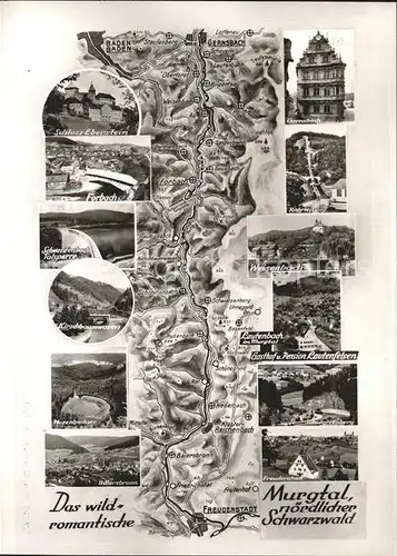 Freudenstadt Panoramakarte Weisenbach Forbach Schloss Eberstein Kat. Freudenstadt