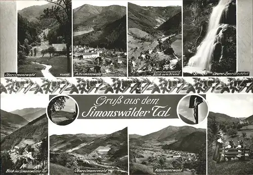 Simonswald Panoramakarte Alt  Obersimonswald Oberer Zweribachfall Kat. Simonswald