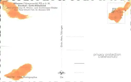 Haeusern Schwarzwald Gasthaus Cafe Albtalblick Kat. Haeusern