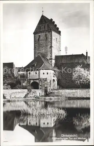 Dinkelsbuehl Rothenburger Tor mit Weiher Kat. Dinkelsbuehl